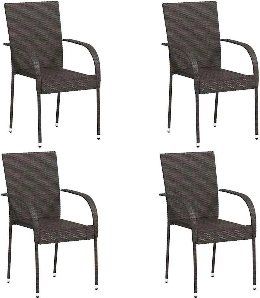 vidaXL Scaune de exterior stivuibile, 4 buc., maro, poliratan