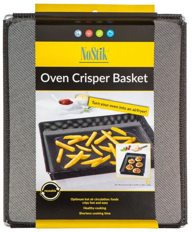 Tava de copt cu aer cald NoStik 1BBB648, 29x34x3 cm, 3 l, Pana la 260°C, Reutilizabila, Negru