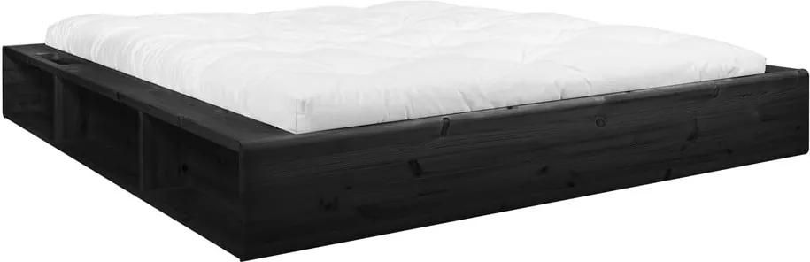 Pat dublu din lemn masiv cu spațiu de depozitare și futon Double Latex Karup Design, 180 x 200 cm, negru