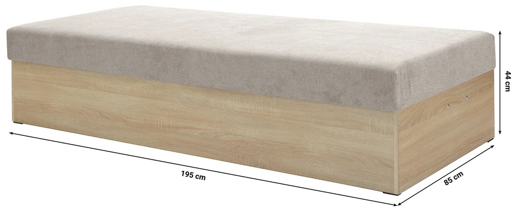 Pat de o persoană (canapea) 85 cm Idona (gri maro) (cu somieră și saltea) (cu sp. depozitare). 1098586