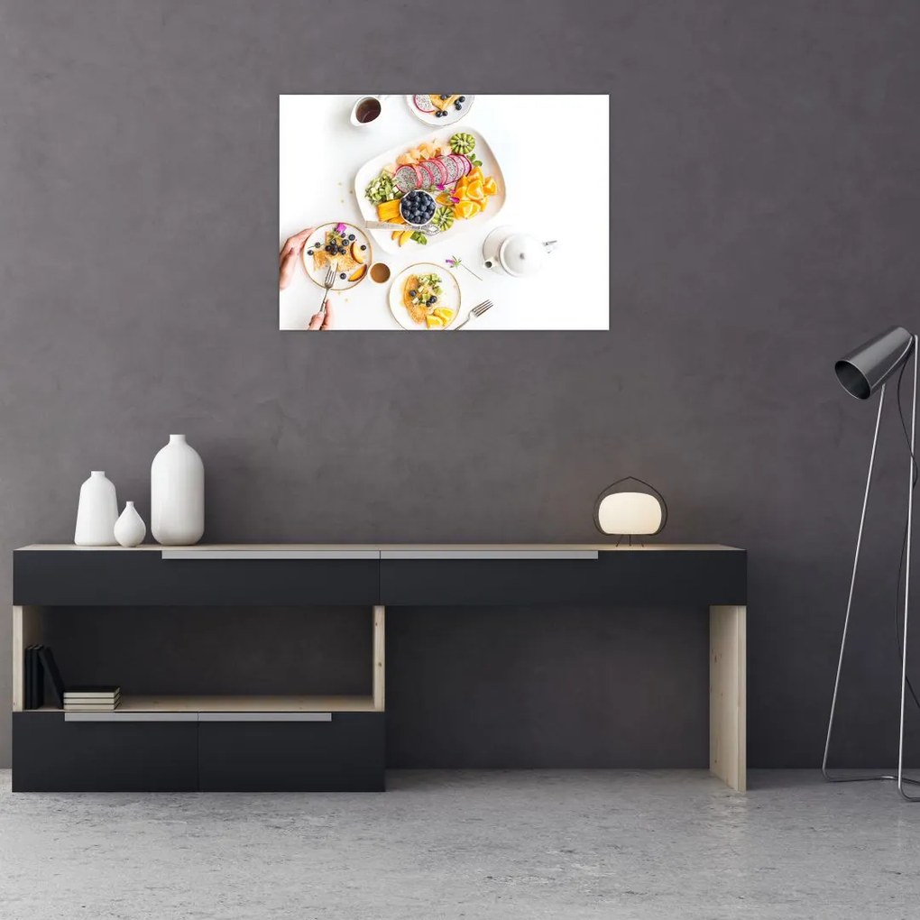 Tablou cu farfurie cu fructe pe masă (70x50 cm)