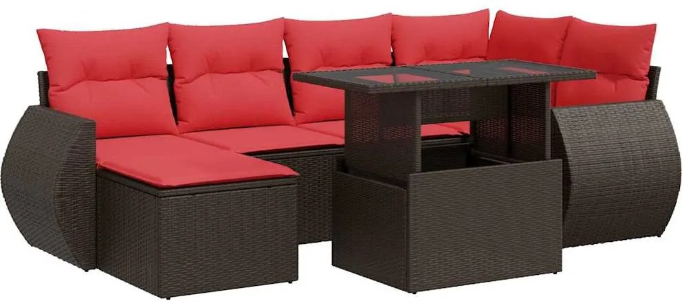 vidaXL Set canapele de grădină cu perne, 7 piese, maro, poliratan