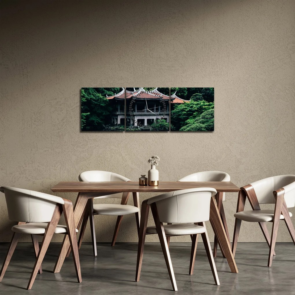 Tablou cu grădina japoneză națională (cu ceas) (90x30 cm)