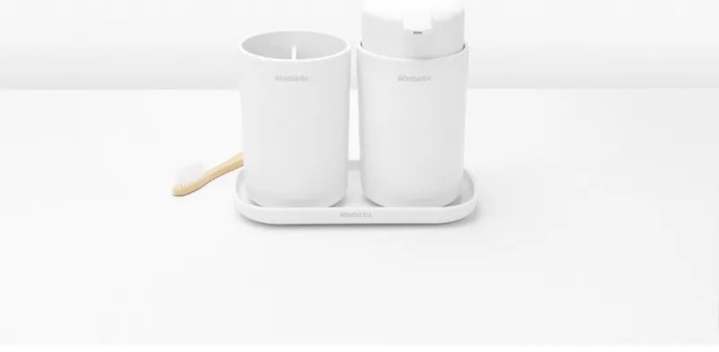 Set accesorii baie Brabantia ReNew 1003492, 3 piese, 250 ml, Rezistent la coroziune, Alb