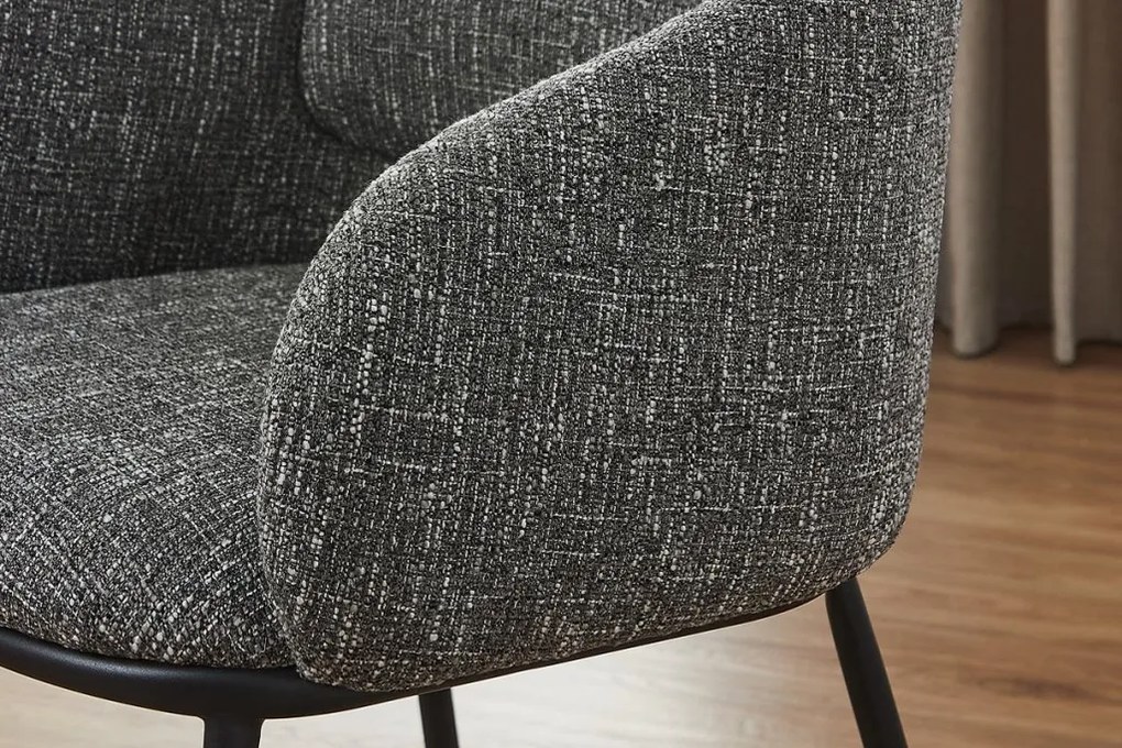Scaun cu cotiere FLORENZ, material textil gri structurat