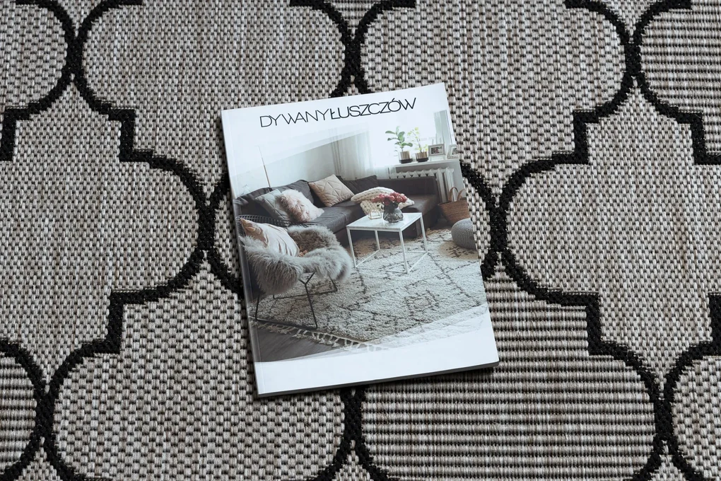 Covor sisal Floorlux 20607 marocani trellis argintiu si negru