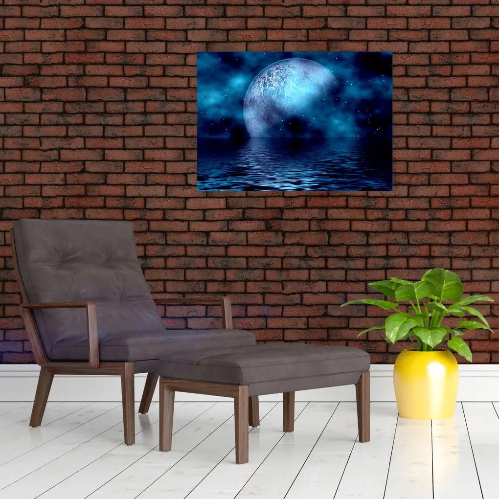 Tablou pe sticlă Luna deasupra mării (70x50 cm)
