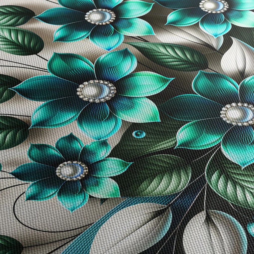 Tablou - Flori turcoaz 3D (90x60 cm)