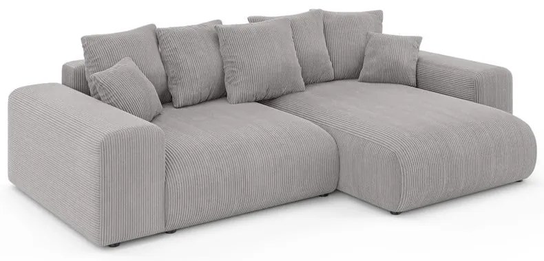 Colțar gri deschis extensibil/cu spațiu de depozitare cu tapițerie din catifea reiată (cu colț variabil) Luma – Ropez