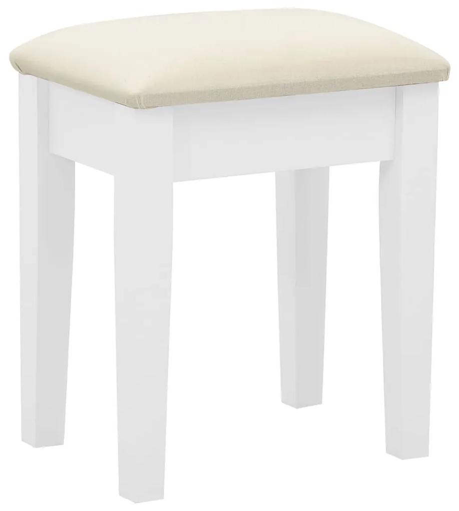 Masa toaleta cu taburet, alb, 65x36x128 cm, lemn paulownia, MDF Alb