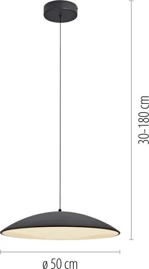 Schöner Wohnen LENTE 14607-18-LED - Pendul pe cablu, dimmabil, LED 23 W, 230 V, Ø 50 cm, negru