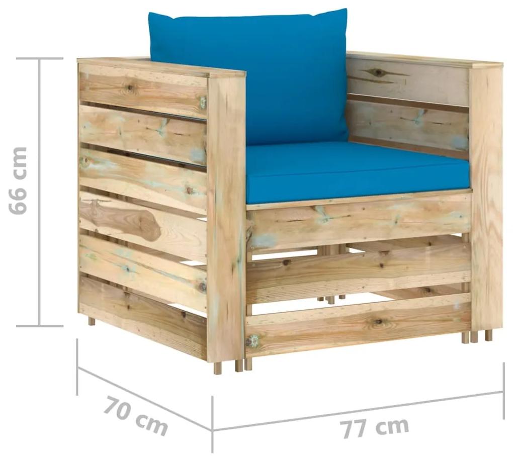 Set mobilier gradina cu perne, 2 piese, lemn tratat verde light blue and brown, 2