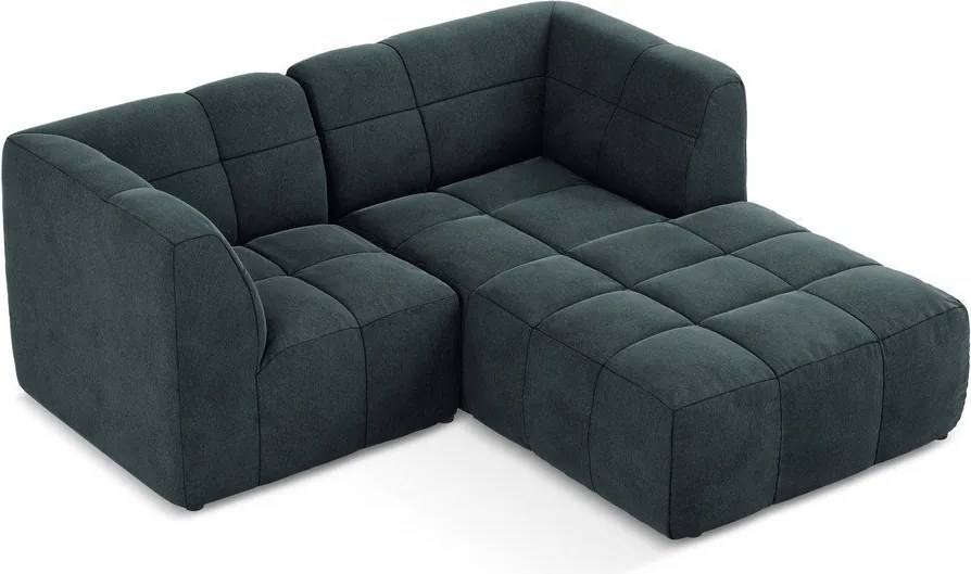 Colțar albastru cu tapițerie din catifea (cu colț pe partea dreaptă/cu șezlong) Aloha – Makamii