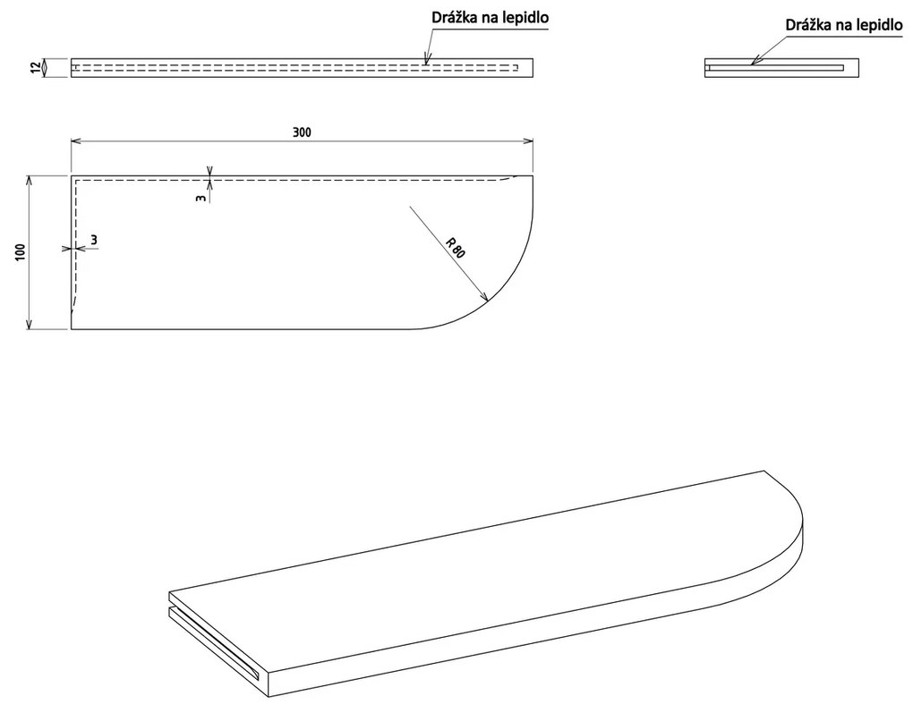 Raft de colț SAPHO AE300-0101 Abeline rockstone 30x 10 cm, excentric, alb mat