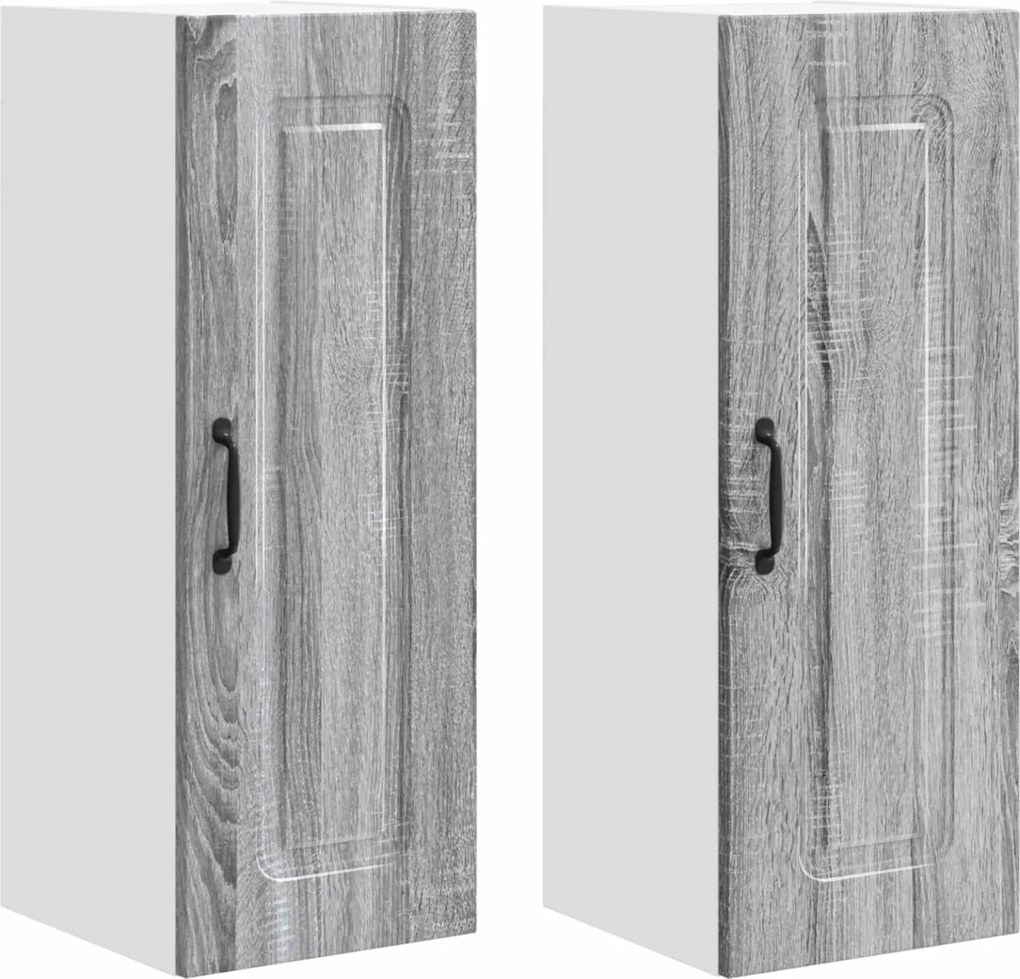 vidaXL Dulap de bucătărie Kalmar 2 pcs Gri Sonoma 30 x 31 x 80 cm