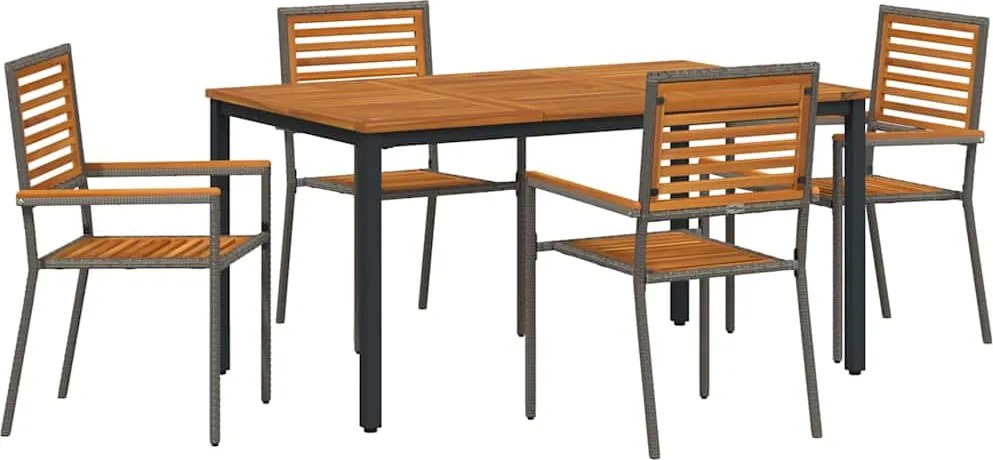vidaXL Set de masă pentru grădină 5 pcs Gri și Brown poliratan