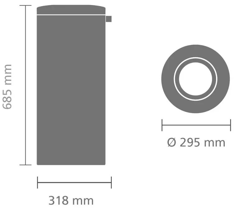 Coș Brabantia Flame Guard 647074, 30 l, Rezistent la foc, Coș interior metalic, Inox, Inox