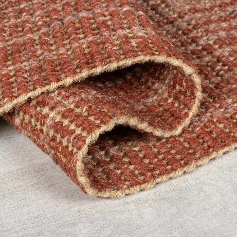 Covor tip traversă roșu reversibil/țesut manual din amestec de iută 60x230 cm Jute Ombre Red – Flair Rugs