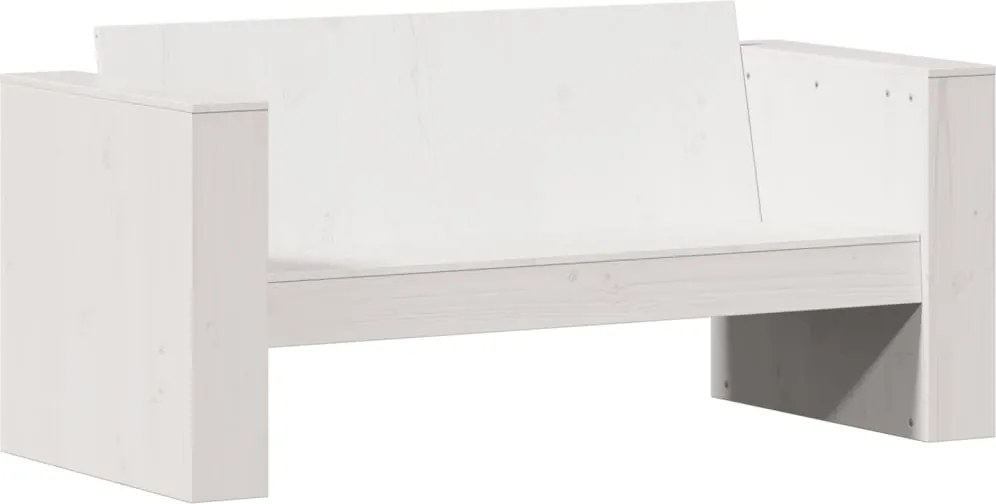 vidaXL Canapea de grădină 2 locuri, alb 134x60x62 cm, lemn masiv pin