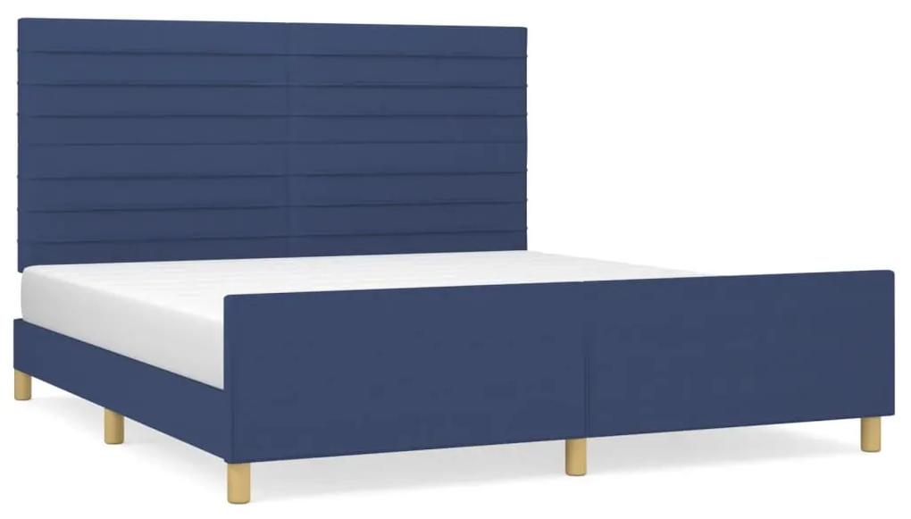 3125152 vidaXL Cadru de pat cu tăblie, albastru, 160x200 cm, textil