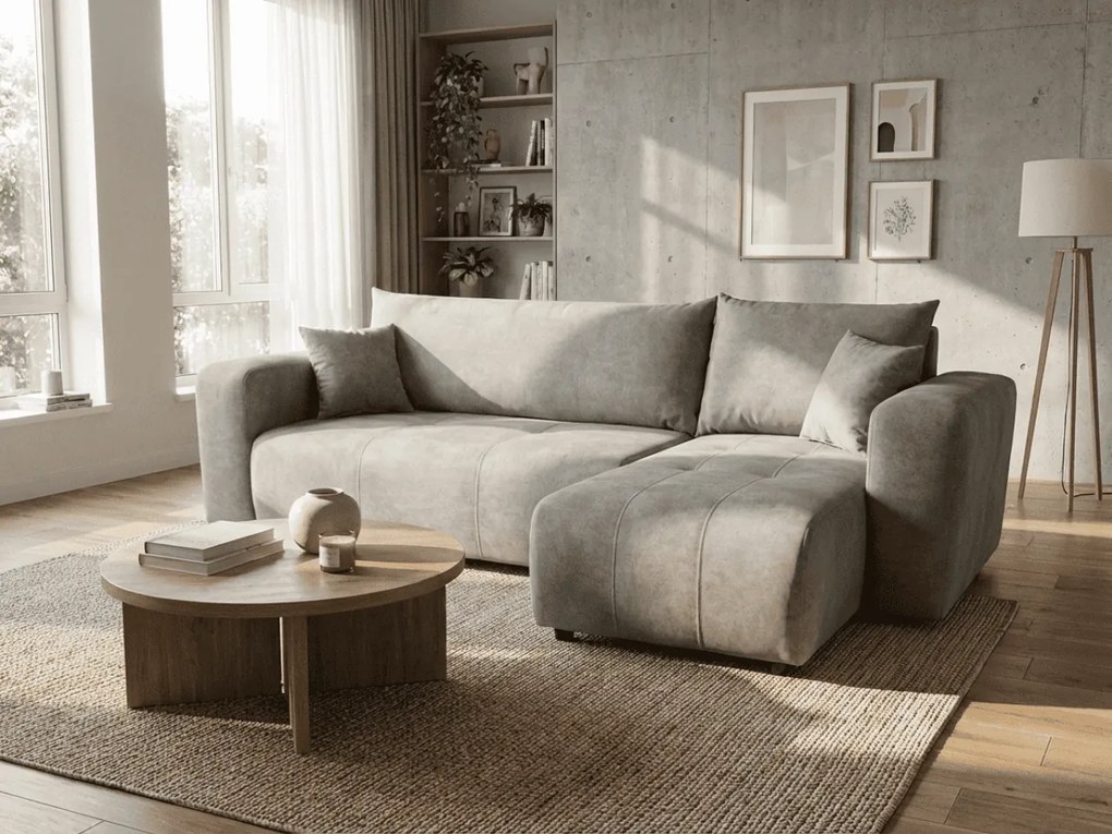 Coltar extensibil SORELA, gri deschis, reversibil + 2 pernute gratuite