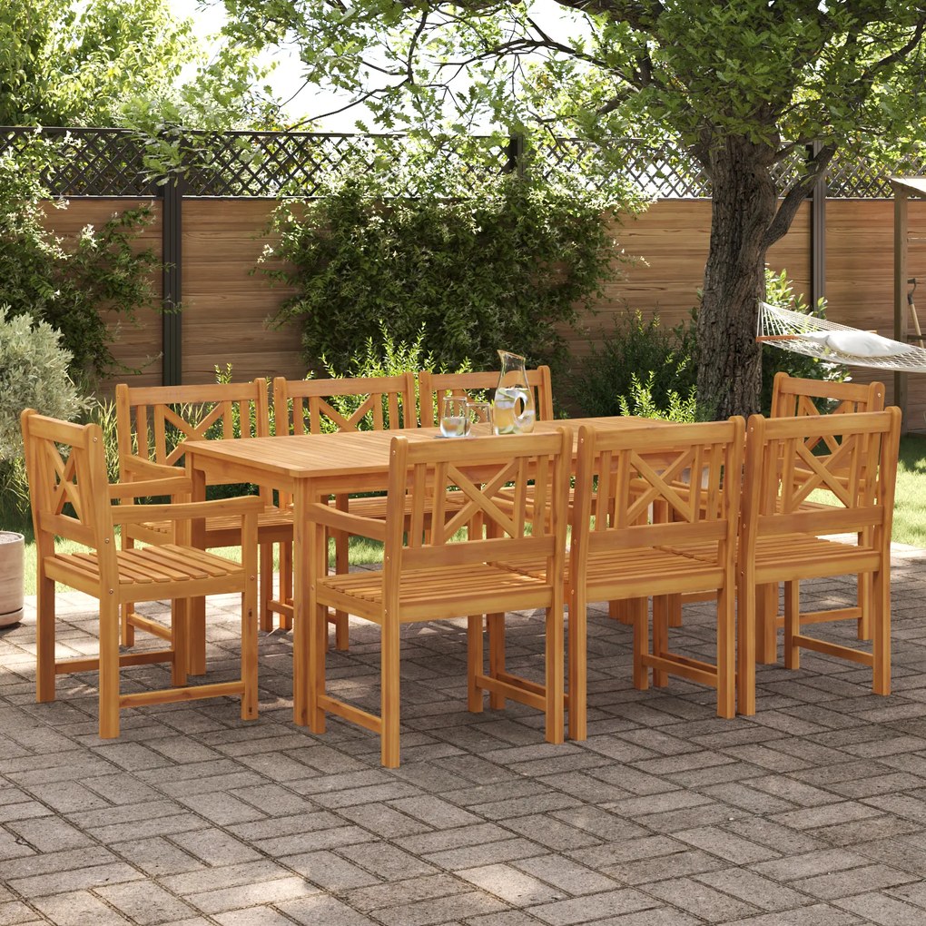 vidaXL Set de mese pentru grădină 9 pcs Maro 180 x 90 x 75 cm