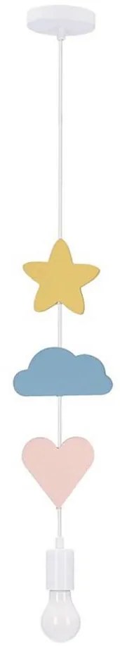 Lampă suspendată pentru copii TRIO pe cablu, 1xE27/20W/230V, galben/albastru/roz