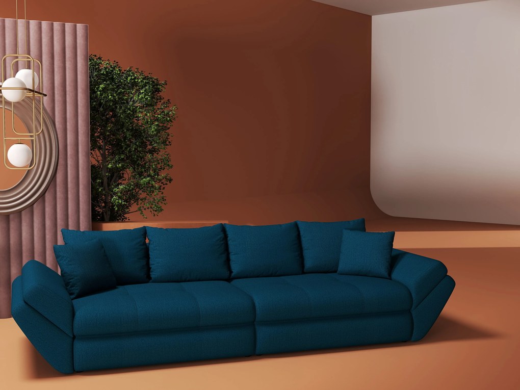 Canapea extensibilă dumonde cu ladă de depozitare si sezut confortabil din spuma high-density, Loana Enjoy Petrol 300x100 cm