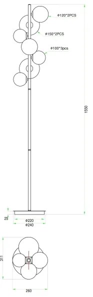 Lampadar LED VILLA 7xG9/2,7W/230V Wofi 3014-705W