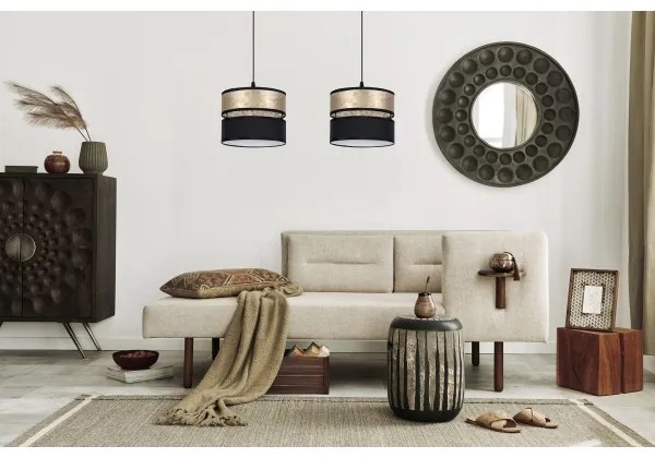 Lustră pe cablu LIMA 2xE27/60W/230V aurie/neagră