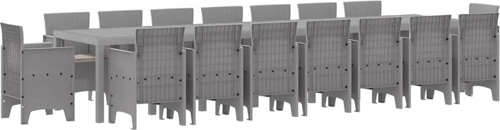 vidaXL Set de masă de grădină cu perne cu pernă 17 pcs Gri deschis PP