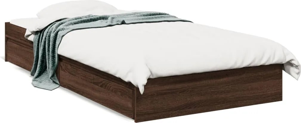 vidaXL Cadru de pat cu sertare stejar maro 75x190 cm lemn prelucrat
