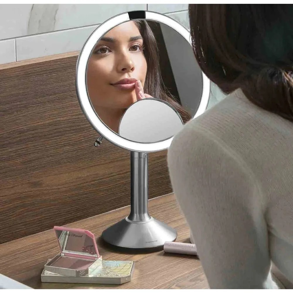 Oglindă cosmetică (5x) cu led/de mărire ø 20 cm Sensor Trio – simplehuman