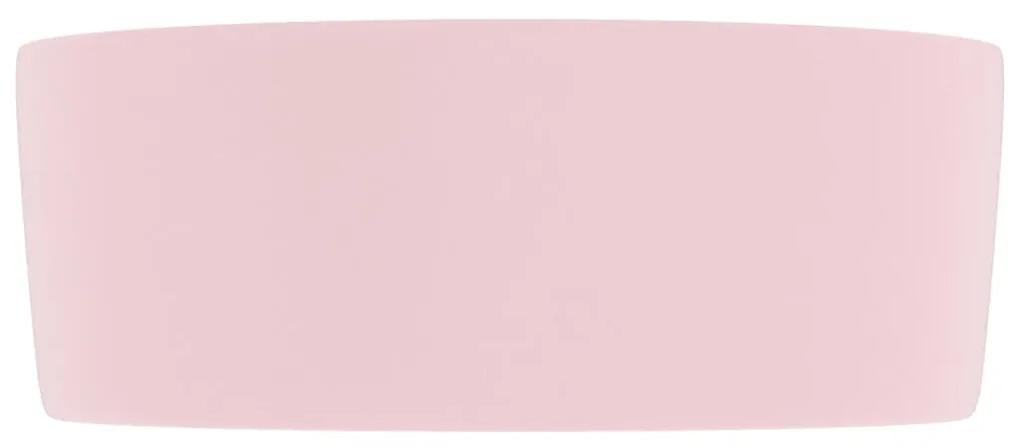 Chiuveta de baie lux, roz mat, 40x15 cm, ceramica, rotund matte pink