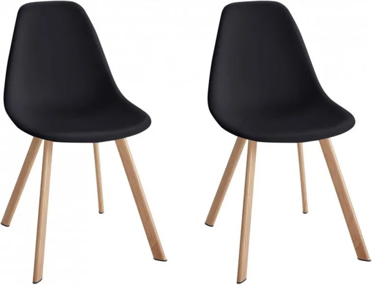Set de 2 scaune Veneto, plastic/metal, negru/maro, 45 x 54 x 82 cm