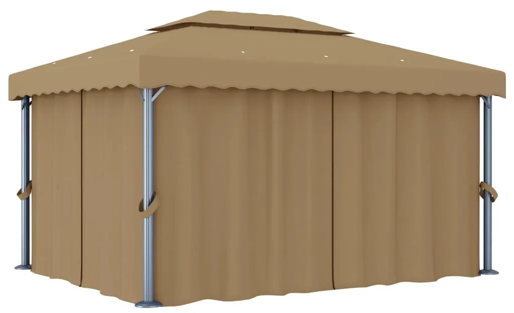 vidaXL Pavilion cu perdea, gri taupe, 4x3 m, aluminiu