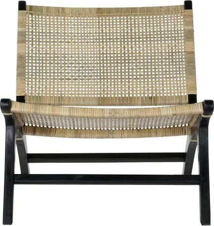 Fotoliu tip de scaun negru , din lemn de tec si rattan , "Boho"
