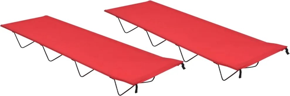 vidaXL Paturi camping, 2 buc. roșu, 180x60x19 cm, țesătură oxford&oțel