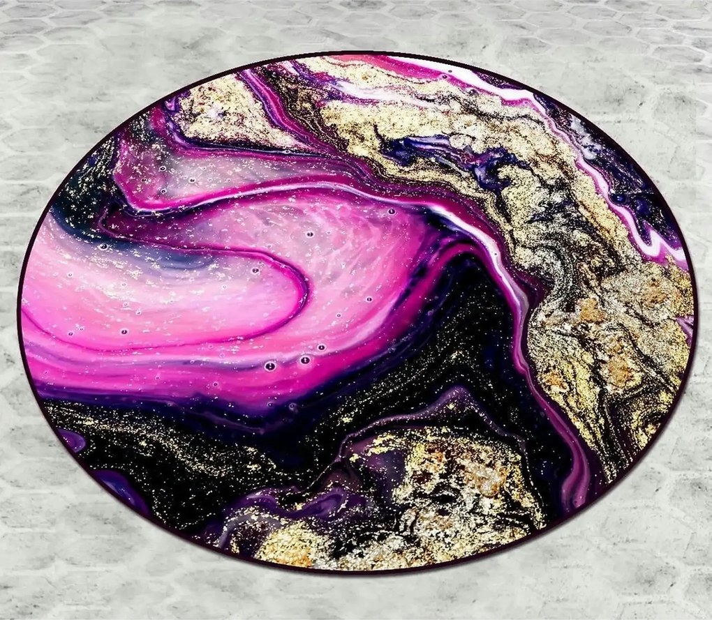 Covoras baie PASTRY DJT, 80x80 cm, forma rotunda, poliester, multicolo