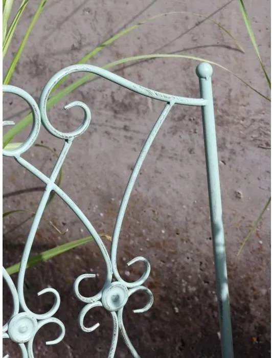 Set bistro pentru exterior din metal verde antichizat cu masă și 2 scaune, „Antique Verte”