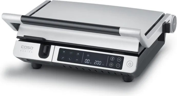 Gratar electric 3 în 1 Caso Germany SteakMaster Pro, 2000 W, 34 x 24 cm, 80-240°C, Acoperire ceramica, Timer, Comanda tactila, Inox/Negru