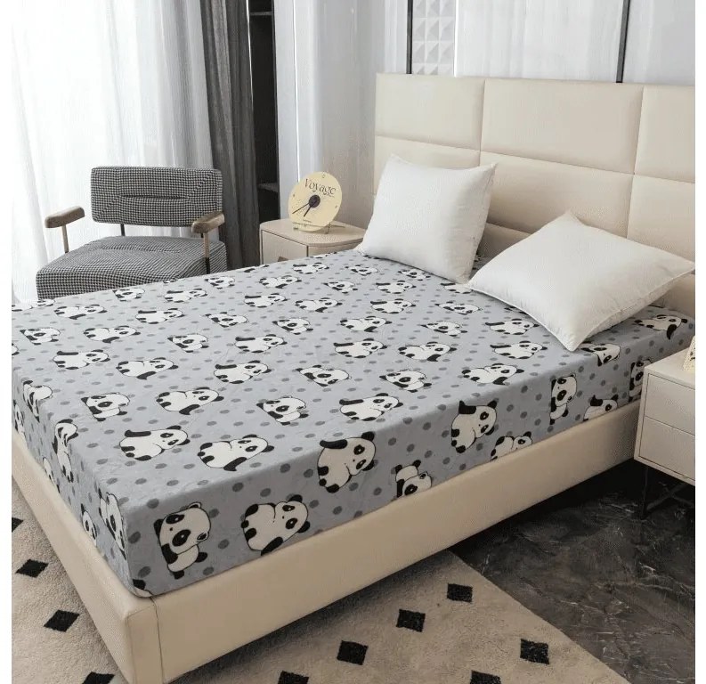 Cearsaf Cocolino microplus cu elastic PANDA 180x200 cm gri