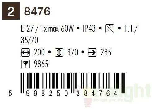 Stalp exterior cu 3 brate, H-212cm, IP43, auriu antic Madrid 8379 RX