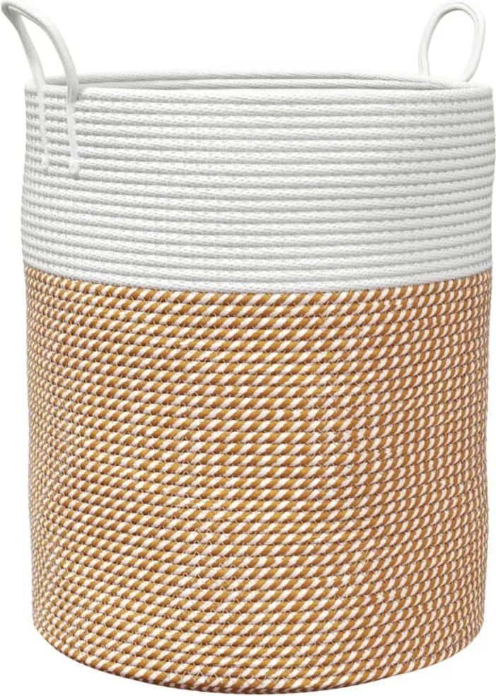 vidaXL Coș de depozitare, maro și alb, Ø38x46 cm, bumbac