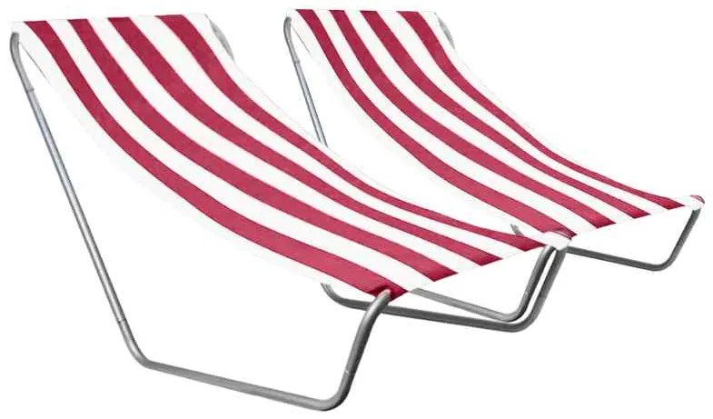 Set de 2 sezlonguri de plaja pliabile SAND, dungi roz inchis