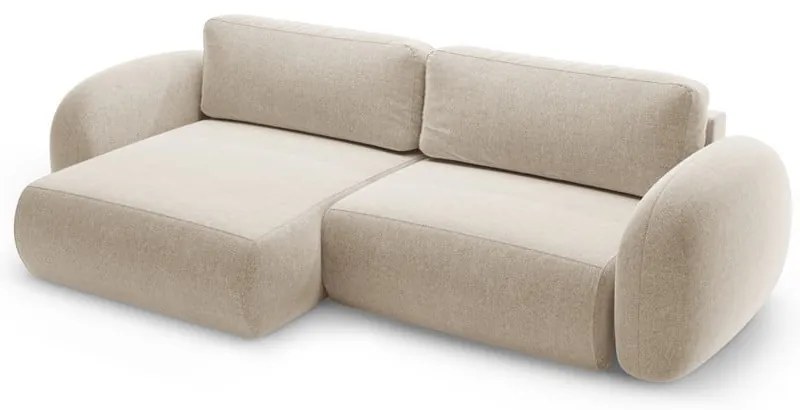 Colțar bej extensibil/cu spațiu de depozitare cu tapițerie din chenille Tonale – Cosmopolitan Design