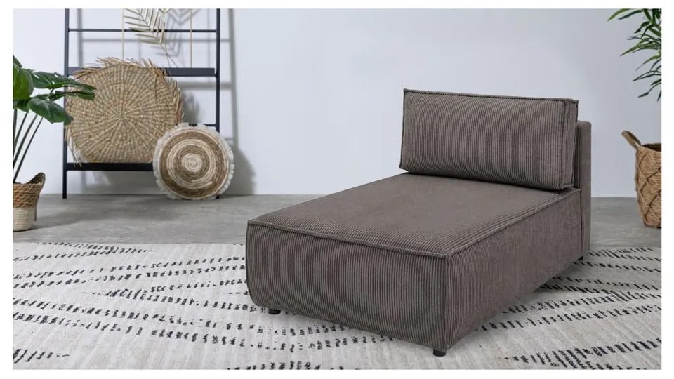 Modul pentru canapea maro deschis cu tapițerie din catifea reiată (cu colț variabil) Nihad modular – Bobochic Paris