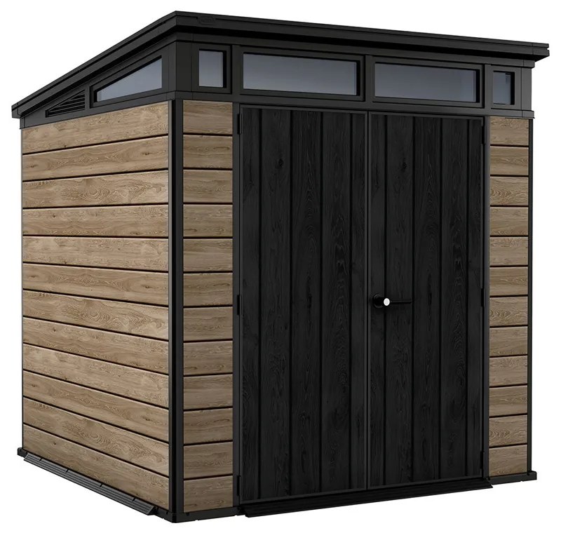 Căsuță de grădină Signature PENT 7X7 din plastic, lemn de frasin