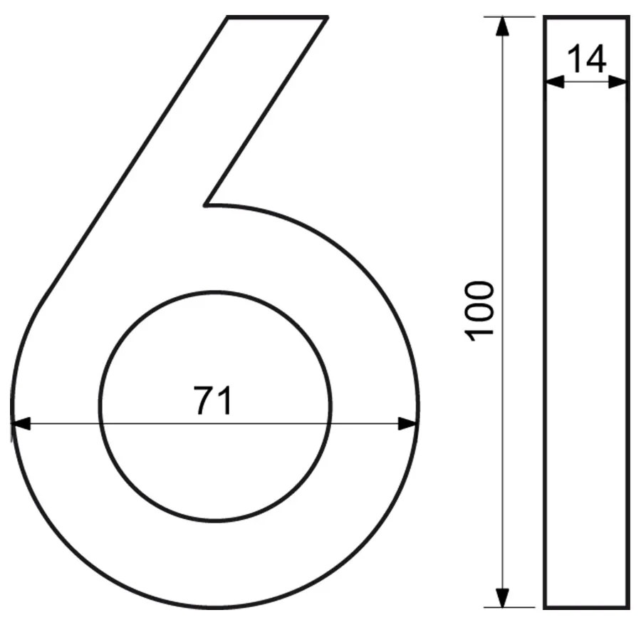 Număr casă 6", RN.100LV, structurat, antracit"