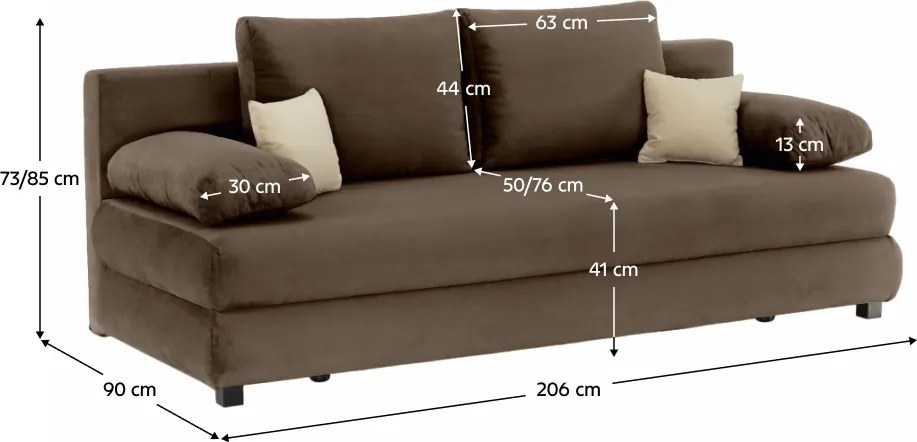 Canapea extensibilă, textil capuccino/bej, CLIV